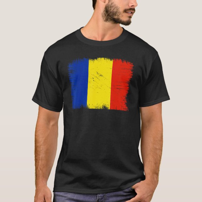 Vintage Romania Flag Romanian Independence Day T-Shirt (Front)