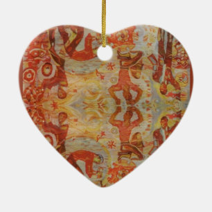 Vintage Romanian embroidery, traditional design Ceramic Ornament