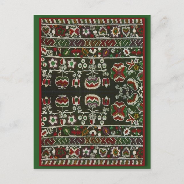 Vintage Romanian embroidery, wool, pattern Postcard (Front)