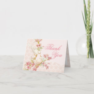 Vintage Romantic Birds in Love Thank You Card