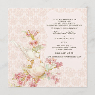 Vintage Romantic Birds in Love Wedding Invitation