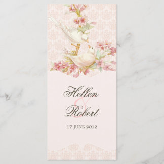 Vintage Romantic Birds Wedding Ceremony Program