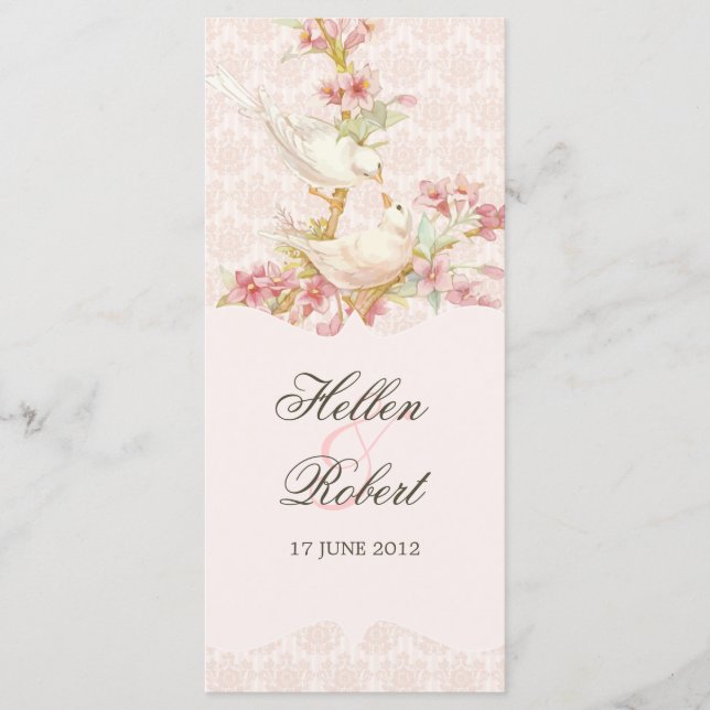 Vintage Romantic Birds  Wedding Ceremony Program (Front)