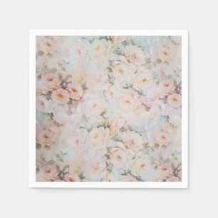 Vintage romantic blush pink ivory roses floral napkin