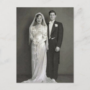 Vintage Romantic Bride and Groom Photos Postcard