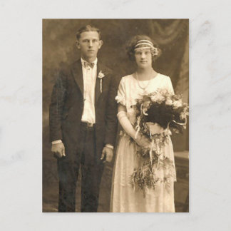 Vintage Romantic Bride and Groom Photos Postcard