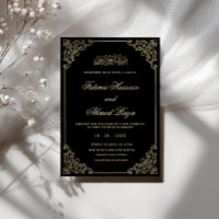 Vintage Romantic Calligraphy Black Muslim Wedding