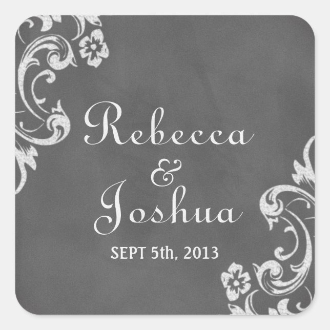 Vintage romantic chalkboard wedding favour label (Front)