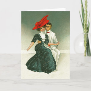 Vintage romantic couple holiday card