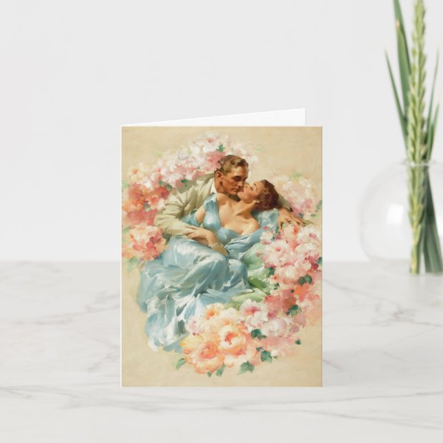 Vintage Romantic Couple,Wedding Congrats Card (Front)