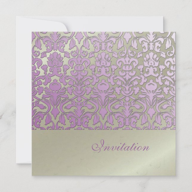 Vintage + Romantic Damask Wedding Invitations (Front)