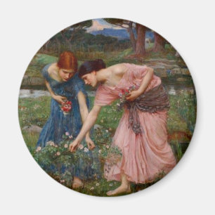 Vintage Romantic Garden Women Pre-Raphaelite Magnet