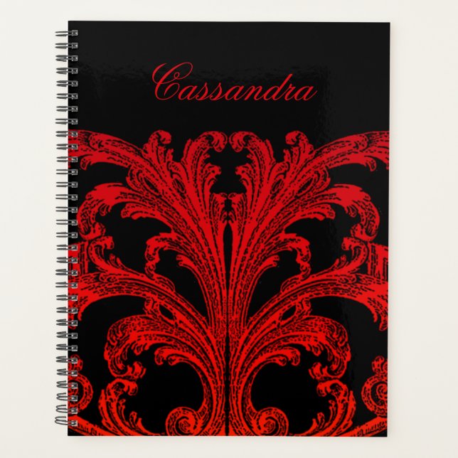 Vintage Romantic Goth in Blood Red Personalized Planner (Front)