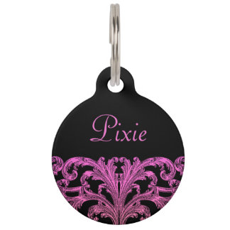Vintage Romantic Goth in Pink & Black Personalized Pet Tag