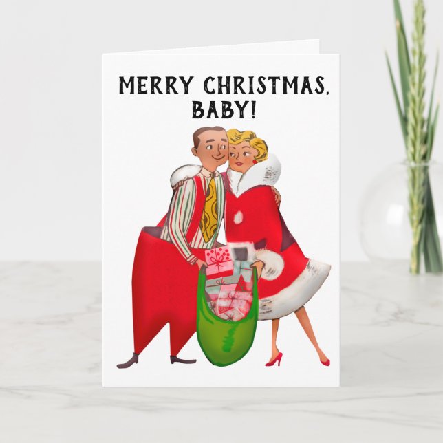 VINTAGE ROMANTIC 'I LOVE YOU' CHRISTMAS CARD (Front)