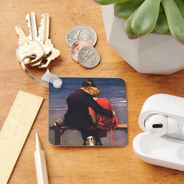 Vintage Romantic Love, Romance on the Beach Keychain (Desk)