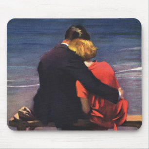 Vintage Romantic Love, Romance on the Beach Mouse Pad