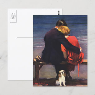 Vintage Romantic Love, Romance on the Beach Postcard