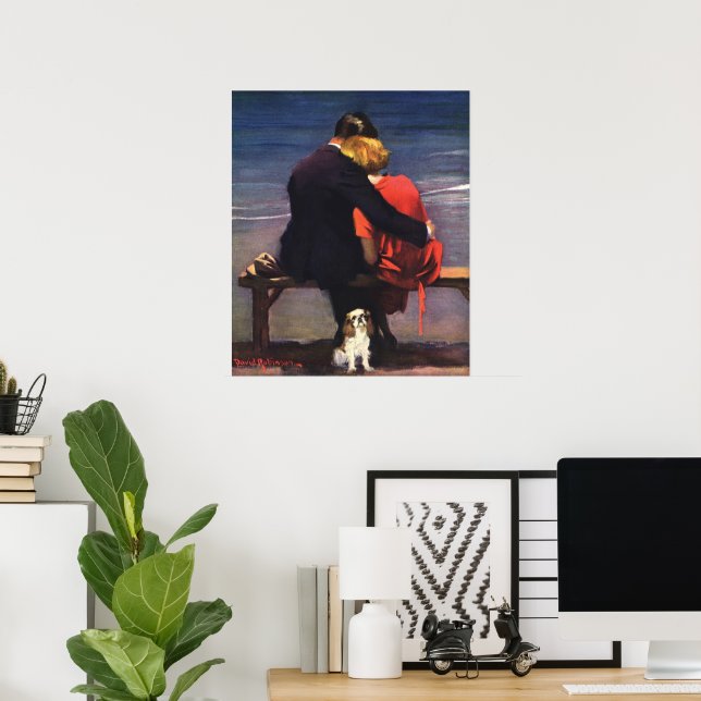Vintage Romantic Love, Romance on the Beach Poster (Home Office)