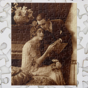 Vintage Romantic Music, Love and Romance Lovers Jigsaw Puzzle
