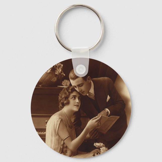 Vintage Romantic Music, Love and Romance Lovers Keychain (Front)