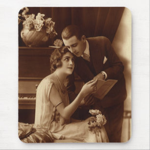 Vintage Romantic Music, Love and Romance Lovers Mouse Pad