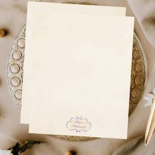 Vintage Romantic Name Shield Stationery Paper