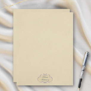 Vintage Romantic Name Shield Stationery Paper