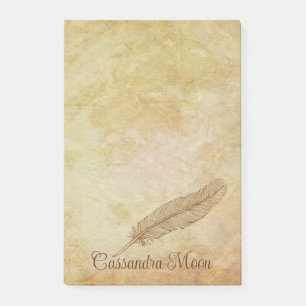 Vintage Romantic Parchment Quill Pen Personalized Post-it Notes