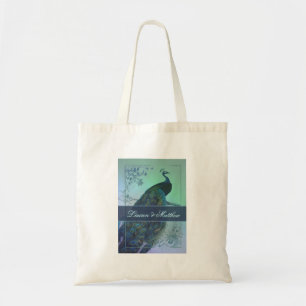 Vintage romantic peacock design tote bag