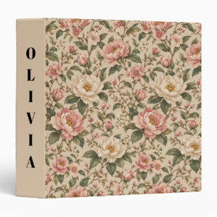 Vintage Romantic Peony & Rose Garden Pattern Binder