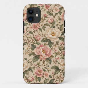 Vintage Romantic Peony & Rose Garden Pattern iPhone 11 Case