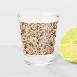 Vintage Romantic Peony & Rose Garden Pattern Shot Glass