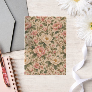 Vintage Romantic Peony & Rose Garden Pattern Vellum Invitations