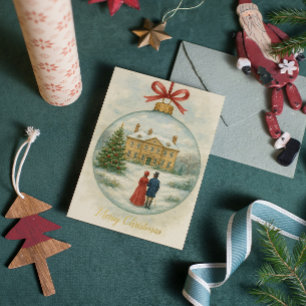Vintage Romantic Pride and Prejudice Christmas Foil Holiday Card