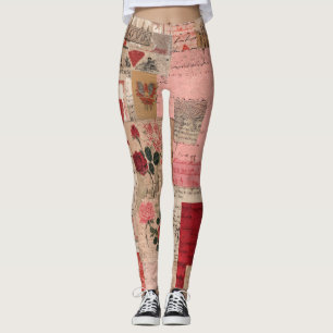 Vintage Romantic Rose Collage (1) Leggings