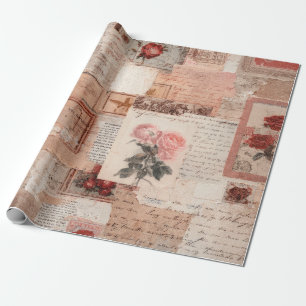 Vintage Romantic Rose Collage (2) Wrapping Paper