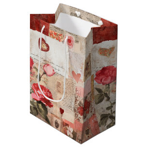 Vintage Romantic Rose Collage (3) Medium Gift Bag