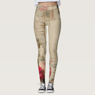 Vintage Romantic Rose Collage (4) Leggings