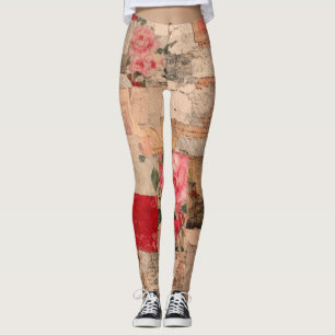 Vintage Romantic Rose Collage (5) Leggings