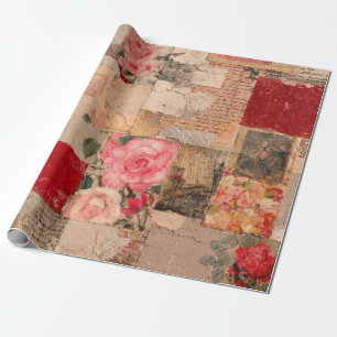 Vintage Romantic Rose Collage (5) Wrapping Paper