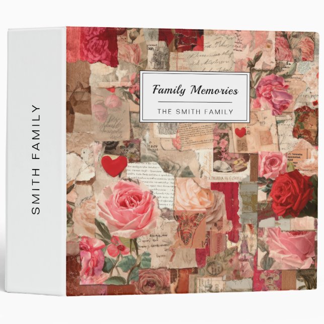 Vintage Romantic Rose Collage (7) Binder (Front/Spine)