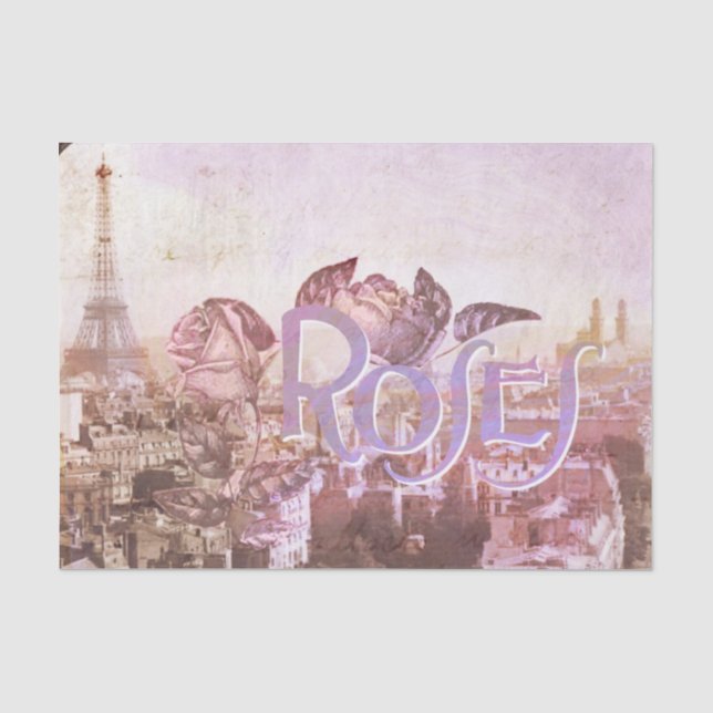 Vintage Romantic Roses In Paris Tissue Paper (Front)