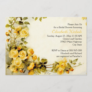 Vintage romantic roses wedding bridal shower invitation