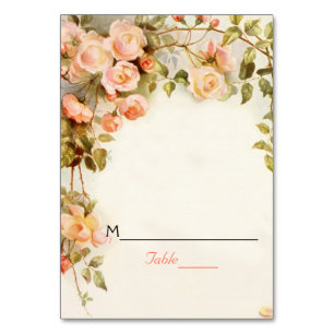 Vintage romantic roses wedding place card