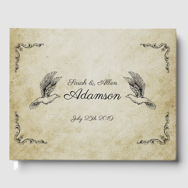 Vintage romantic wedding guest book (Front)