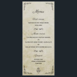 Vintage romantic wedding menu card<br><div class="desc">Give a retro style to your wedding with this romantic vintage design,  fully customizable.</div>