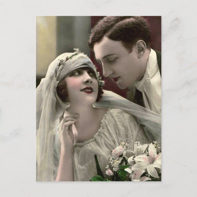 Vintage Romantic Wedding Postcard (Front)