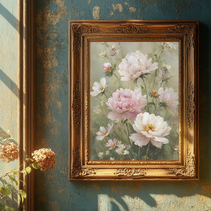 Vintage Romantic Wildflower Pastel Pink Wall Art