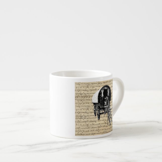Vintage Romany Gypsy wagon Espresso Cup (Front Right)